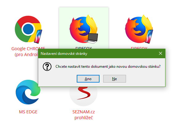 nastavení domovské stránky - Firefox pro PC - krok 2